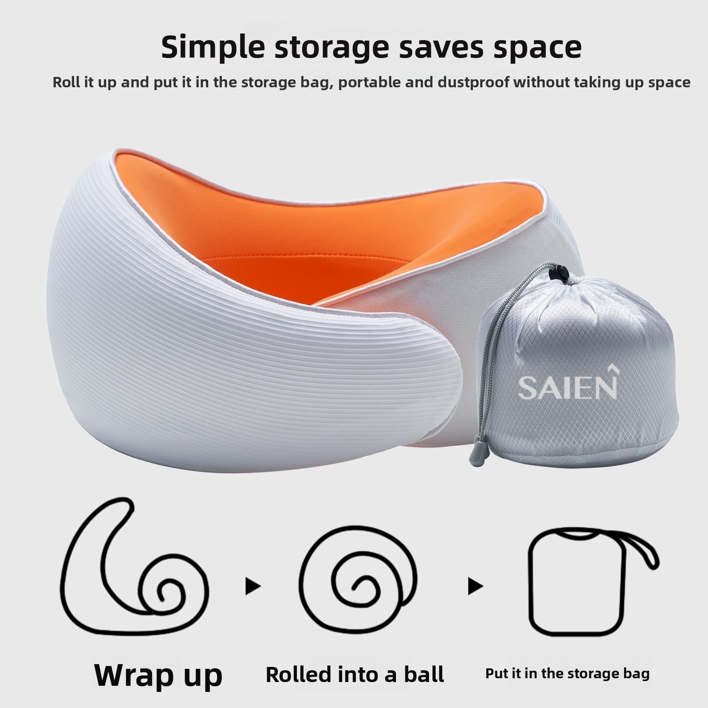 Memory Foam Neck Pillow with Ice Silk Cover