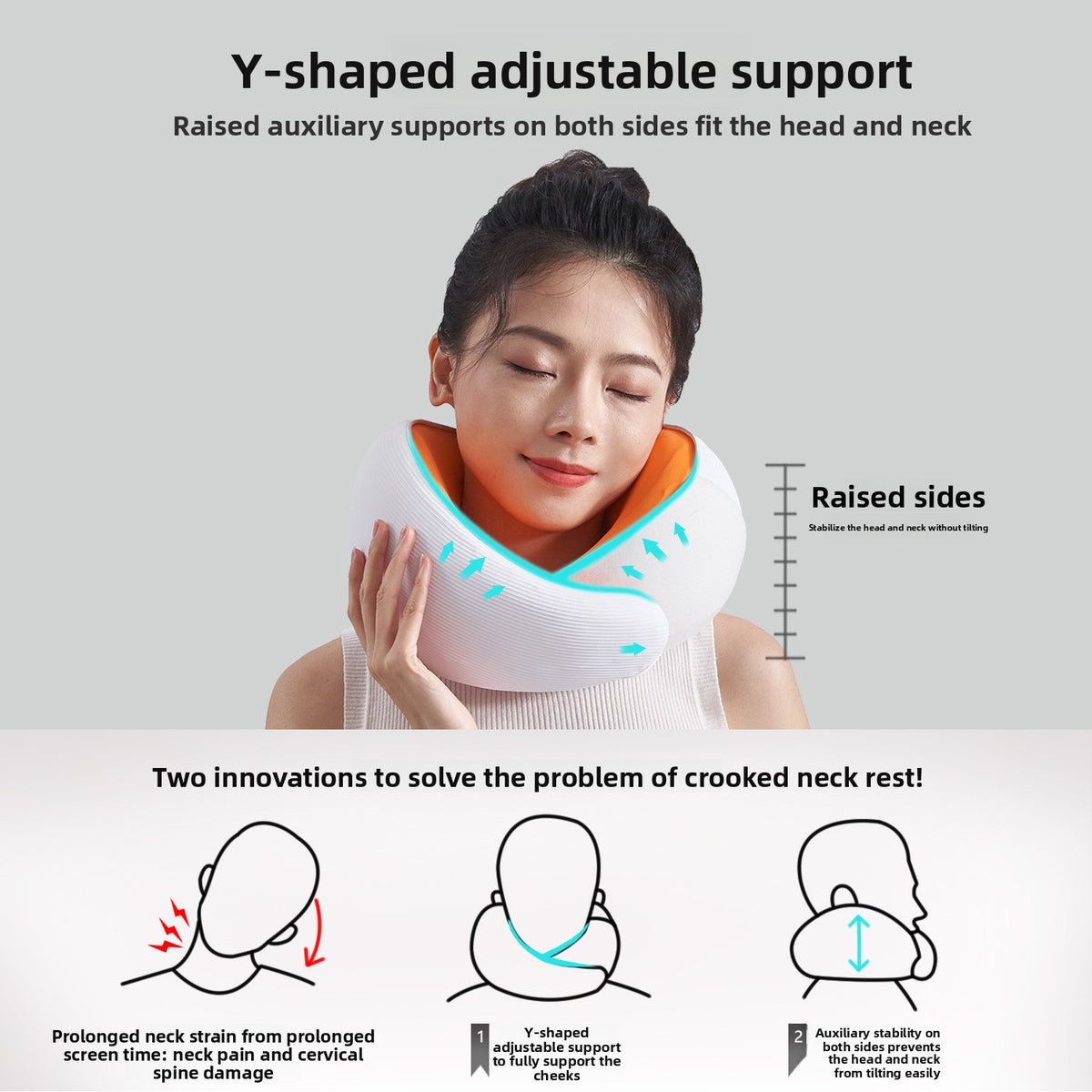 Memory Foam Neck Pillow with Ice Silk Cover