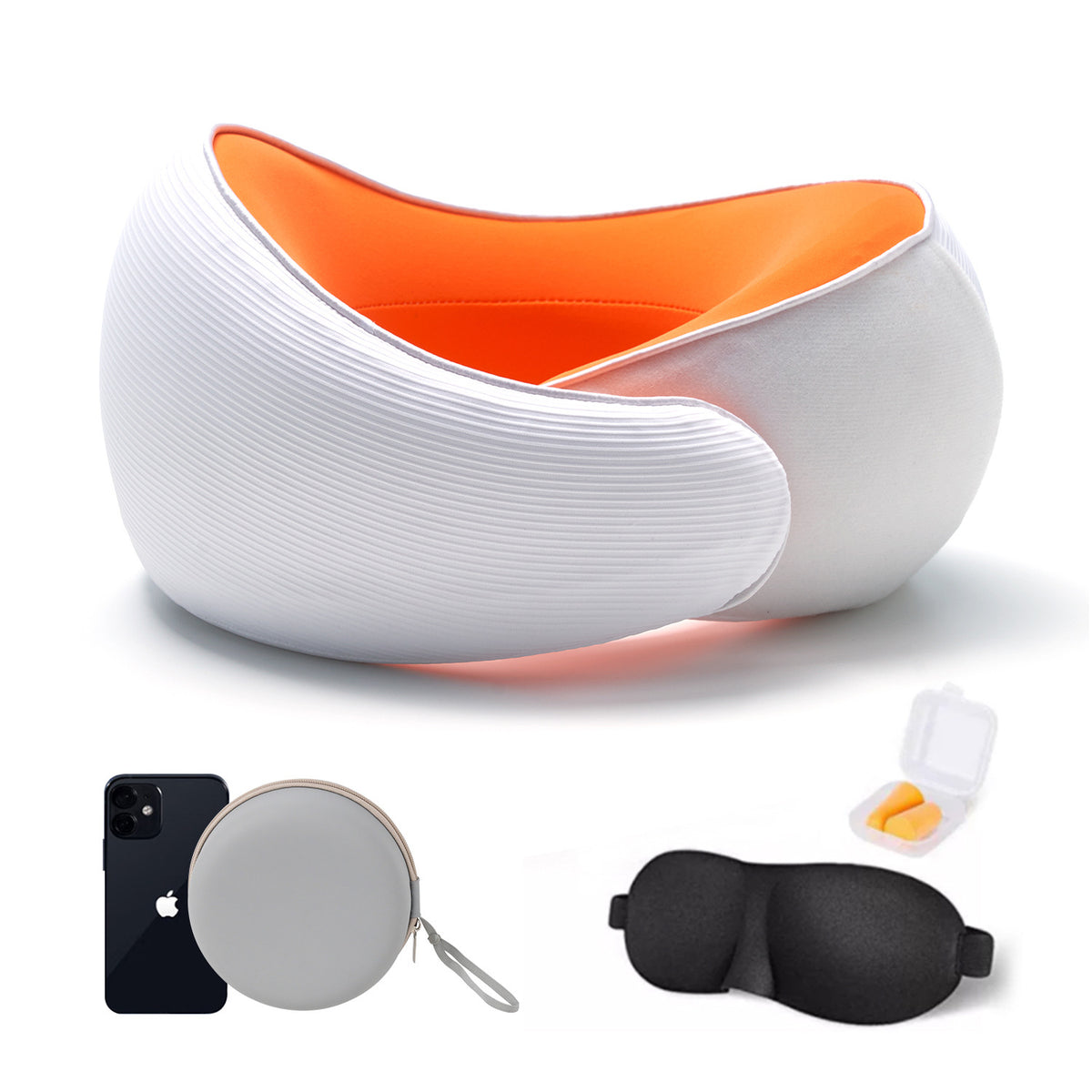 Memory Foam Neck Pillow with Ice Silk Cover